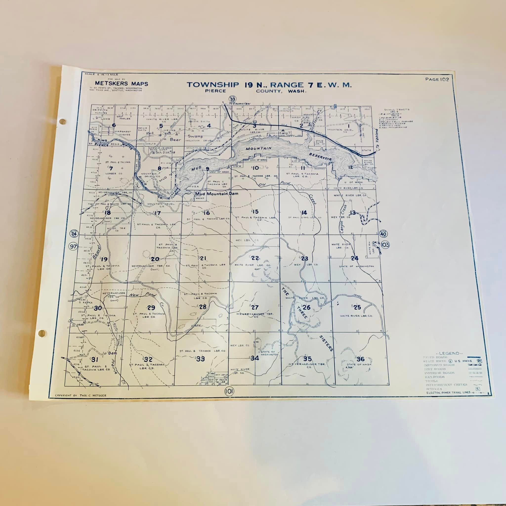 Local Find, Pierce County Map, Mud Mountain Reservoir, 102