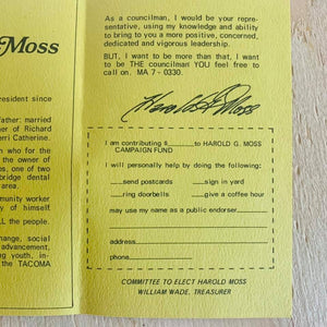 Local Find, Harold Moss Campaign Card