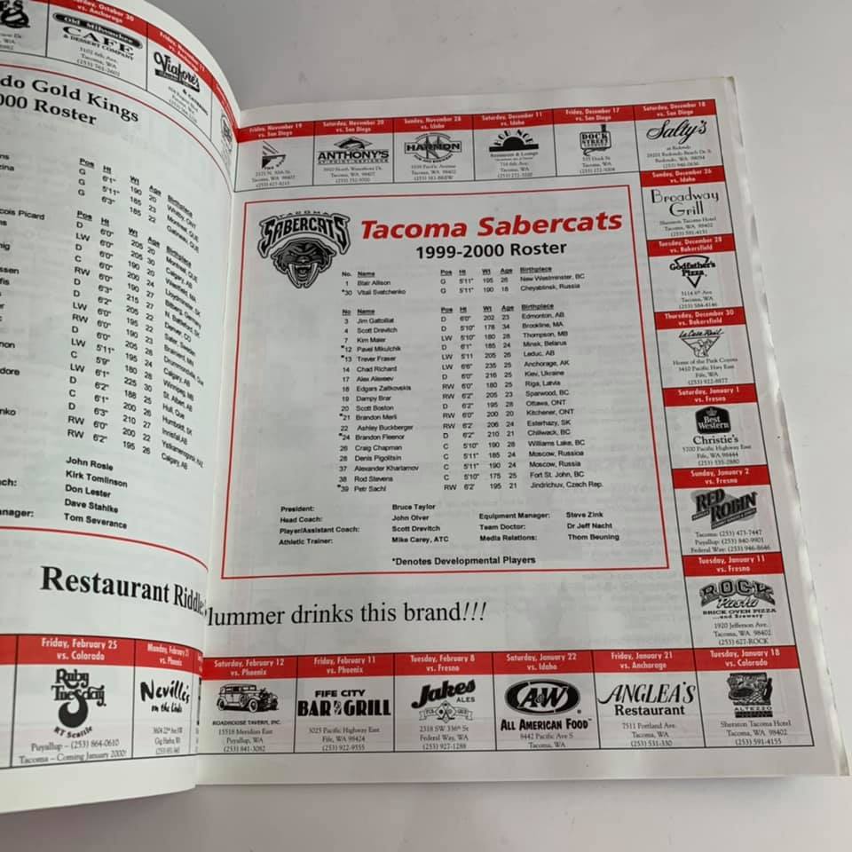 Local Find, Tacoma Sabercats 1998-1999 Yearbook
