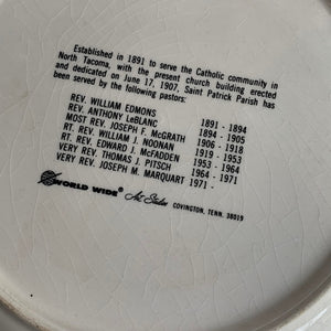 Local Find, St. Patrick's Church, Tacoma, Plate