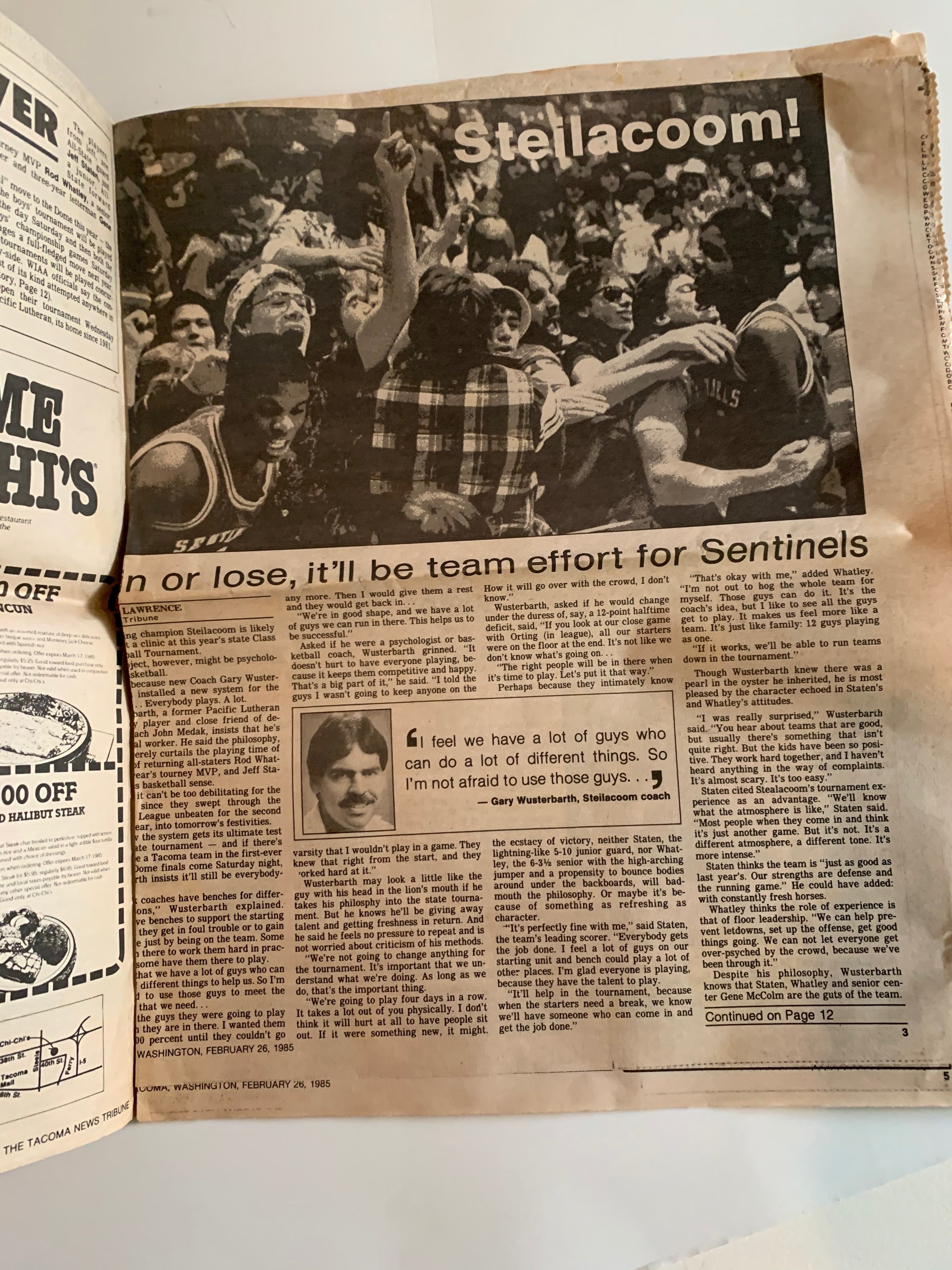 Vintage Find, Tacoma Sentinels Newspaper